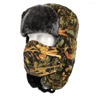 Berets Men Hat Camouflage Thicken Ear Flap Autumn Winter Face Cover Warm Korean Style Windproof Thermal Cap For Outdoor