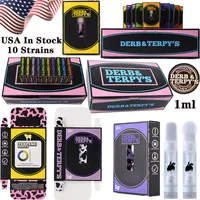 USA Derb and Terpys Vape Cartridge Pink Packaging Atomizers Empty E Cigarettes 1ml 10 Strains Glass Tank Vaporizer Dab Wax Thick Oil Carts With QR Code Full Ceramic