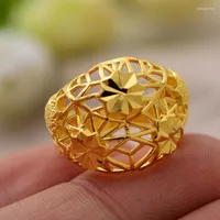 Cluster ringen Annayoyo Wedding Gold Color For Women Lovers Ring Bands Betrokkenheid Anel unisex masculino joias