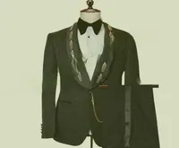 Thorndike 2021 formella slitage brudgummen sjal lapel brudgum tuxedos svart jacquard manliga kostymer bröllop1257369