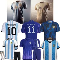 Argentinië voetbaljersey herdenkingseditie 2022 2023 Men Kids Kit Retro 1986 22 23 Maillots de foot Maradona Special Badge Player Versie voetbalshirt Thailand