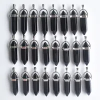Jade Natural Black Obsidian Bullet Shape Charms Point Chakra Pendant weengry 제작 24pcs/lot 도매 무료 221124