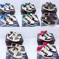 Jumpman 1 Kids Low Basketball Shoes Boy Girl Shoes Obsidian Chicago Bred Dark Mocha outdoors Sneakers Multi-Color Size 24-35