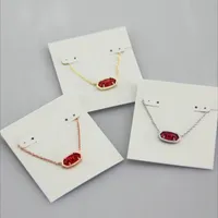 Colar de colar de pingente Red Stone Real 18k Gold Plated Jóias de Glitter Jewelries Letter Com presente de poeira grátis