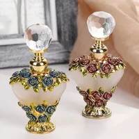 60 X Vintage Magical Rose Refillable Mini Empty Crystal Heart-shaped Perfume Bottles Handmade Home Decor Lady Wedding Gift 5ML