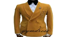 Velet Wedding Tuxedos Men cosit Yellow SHAOR SHAWL pour l'homme sur mesure Formal Slim Fit Blazer Bridegroom Mens DoubleBreasted Yel8461110