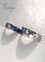 Thaya Van Gogh039s Enamel couple rings Sky Star moon s925 silver Glitter Rings Engagement Ring Wedding Jewelry For Women 2202232154482