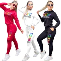 2023 Brand Designer Women Letter Tracksuits Winter Spring 2 Piece Set Casual Hoodies Pants Hooded Sports Suit Fashion Outfits 9021