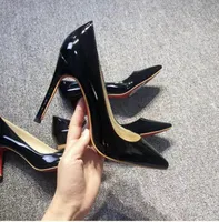 Красные подошвы сандалии каблуки насосы для туфли обувь роскошные дизайнеры Kate Women High Heel 8 10 12 см. Заостренные носки свадебные свадебные туфли с коробкой 35-43