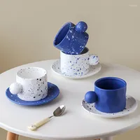Kubki nordyckie kreatywne ręcznie robione pluskanie atramentowe kubek ceramiczny puchar Duża moc para spersonalizowana wodoodporna kawę