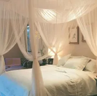 4 Doors Open 4 Corner Square Bed Canopy Netting Rectangle Elegant Mosquito Net Foldable Sleeping Bed Net Full Queen King255Z5478406