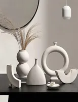 Vases Ceramic Vase Nordic Home Decor Room Decoration Candle Holder Flower Pot Decoration Desktop Art Flower Vases Drop 2210139869284
