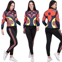 2023 Brand Women Letter Tracksuits Winter Spring Fashion 2 Piece Set Casual Jacket Pants Zipper Sports Suit Long Sleeve Outfits DHL 9044