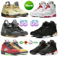 Jumpman 5s 6s Sneaker Basketball Chaussures r￩tro Men Femmes 5 6 Designer Shoe Sports Trainer White X Sail Noir Mousseline