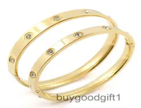Brand Carti Bracelets Gold Plating Lover Bangles For Women Rose Color Stainless Steel Charming Cz Cuff 7SVH2968478