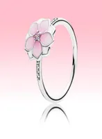 Pink Flowers Womens ring Beautiful Summer Jewelry for Pandora 925 Sterling Silver cz diamond Girl Rings with Original box sets9921532