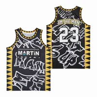 Camisas de basquete verão martin 23 im the man jersey bordado costura de costura esportiva ao ar livre cultura de hip-hop blcak graffiti