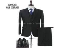 Shiny Black Formal Dress Men Suits Tuxedo 2018 Custom Made Elegant 3 Pieces Costume Homme Groom Suits For Wedding JacketVestPa