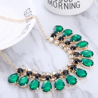 Choker Charming Necklace Crystal Jewelry Luxury Wedding Dress For Women Light Dark Green Pendant Collar Wholesale