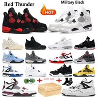 Basketball Sneakers 4s Chaussures Femmes Trainers Sail Military Black Cat University Blue Thunder Fire rouge Toile vide