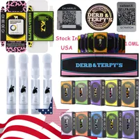 STOCK In USA Derb And Terpys Atomizers 1.0ml Vape Cartridge E Cigarettes Ceramic Coil Empty Carts 510 Thread Fit Thick Oil Wax 10 Strains With Box Package 500pcs/Lot