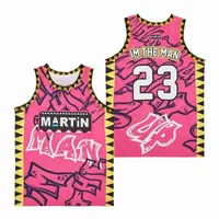バスケットボールジャージーマーティン23 IM The Man Jerseys Embroidery Sewing Outdoor Sportswear Hip-Hop Culture Pink Graffiti 2022夏