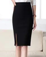 Skirts Fashion Women Office Formal Pencil Skirt Spring Summer Elegant Slim Front Slit Midi9949823