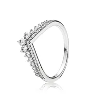 CZ Diamond Princess Wish Ring Set Original Box for Pandora 925 Sterling Silver Women Girls Wedding Crown Rings1859125