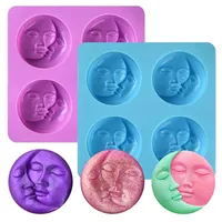 Sun & Moon Face Silicone Soap Mold Handmade Bath Bomb Candle Pudding Jelly Cake Wax Resin Crafts Soap Making Supplies MJ1171