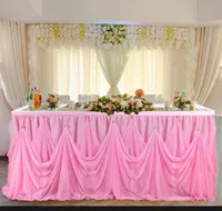 Adeeing Solid Color Elastic Table Skirt with Magic Sticker for Wedding Party Decoration3228087
