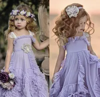 Dollcake Purple Flower Girl Dresses Ruffles Lace Tutu 2019 Boho Wedding Beach Vintage Vestidos de bebé para Communion9478549