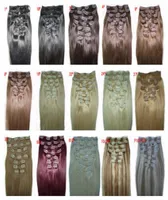 Chinese Remy Human Hair Clip in Hair Extension 18 inch 8Pcs 120g Natural Straight 15 colors Hair accessories 9383794