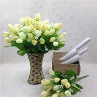 Dekorativa blommor 1 gren konstgjord blomma 15-huvud tulpan flexibel stamsimulering falsk för hembröllopsdekoration