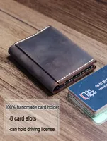 100 Handmade Vintage Genuine leather Credit Card holder men Cowhide Business card wallet Case women small Purse MC4079834528