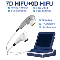 HIFU -maskin rynka borttagning annan skönhetsutrustning kropp bantning ansikte lyft 7d 9d ultraljud hud åtdragningsenhet med 15 patroner