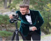 Najnowsze Hunter Green Velvet Wedding Tuxedos Shawel Lapel Custom Made Chaur Suits 2 sztuki Slim Fit Terno Suits Kurtka