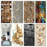 Other Decorative Stickers 3D View Door Wallpaper Selfadhesive Removable Waterproof Room Decoration Geometric Mural Posters Deurst