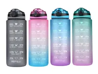 Water Bottle Large Capacity Portable Leakproof With Time Marker Gradient Date Fitness BPA