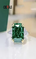 OEVAS 100 925 Sterling Silver 1010mm Emerald High Carbon Diamond Rings For Women Sparkling Wedding Fine Jewelry Whole Gift 28770698