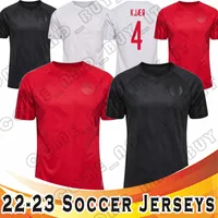 22-23デンマークサッカージャージナショナルチーム10エリクセン4 kjaer 6クリステンセン7スコフブレイスウェイト12ドルバーグ20 Yurary Home oaw black white Red Football Shirt Men S-xxl