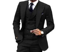 Black Groom Tuxedos Notch Lapel Slim Fit Groomsmen Wedding Dress Excellent Man Jacket Blazer 3 Piece SuitJacketPantsVestTie 68570476