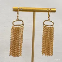 Exquisite Gold Tassel Chain Dangle Hoop Earing Drop Eardrop Designer Earrings Celebrity Party Jewelry Accessories Woman Designers Earring
