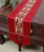 Jade Luxury Long Silk Satin Table Runner Wedding Dinner Table Decoration Responsal Chinese Damask Table Table Runners 300