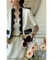 Two Piece Dress Korean Half High Waist Aline Skirt Elegant Suit Highend Wavy Blazer Jacket 2022 Summer Twopiece Set2047846