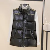 Women's Vests Plus Size Women Autumn Waistcoat Glossy Bright 2023 Vest Winter Warm Korean Down Sleeveless Jacket 3XL 4XL Black Blue