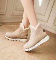 new Big Size Warm Fur Women Snow Boots Flat Platform Winter Shoes Flock Ankle Boots Female NonSlip Basic Snow Casual4815348