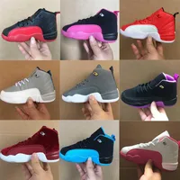 Детская баскетбольная обувь Jumpman 12S 12 пс грипп игра черный смертельный розовый спортзал Red Athletic Sneakers Kid Shoe296W