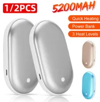 Other Appliances 12PCS 5200mAh 2 in 1 Mini Hand Warmer Heating Pad USB Rechargeable Warmer Pocket Electric Hand Heater Winter Hand