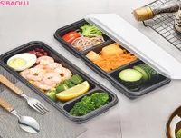 10pc 500ml Singledouble Threebox Disposable Packing Box Meal Separation Japanese Bento Box Takeaway Box for Kitchen T200710