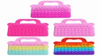 Sensory Fidget Toy Rainbow Push Bubble Coin Purse Grils Tiedyed color Silicone Stationery Storage Hand Bag Pop Poppit Decompressi4009926